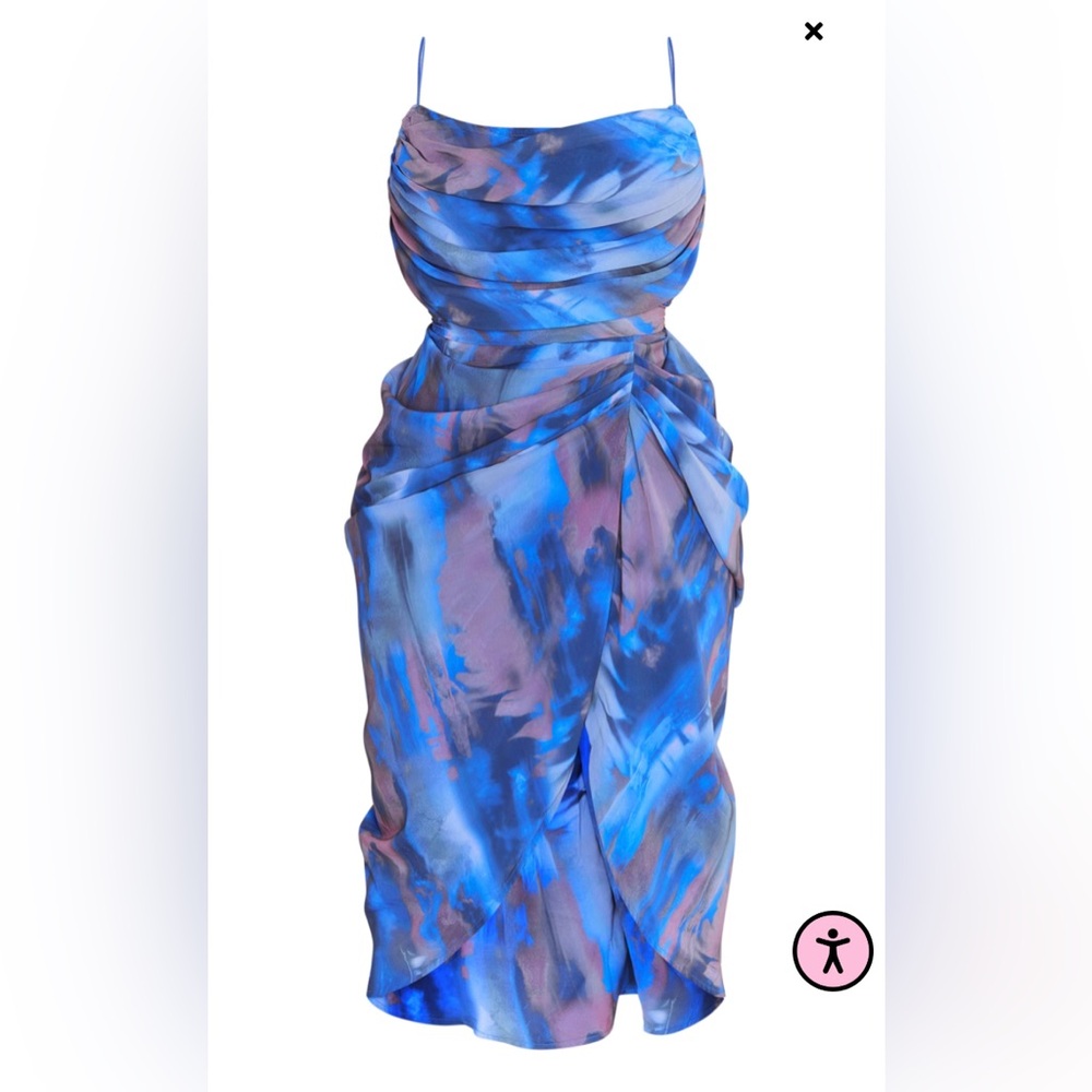 PrettyLittleThing Blue and Purple Abstract Midi Dress